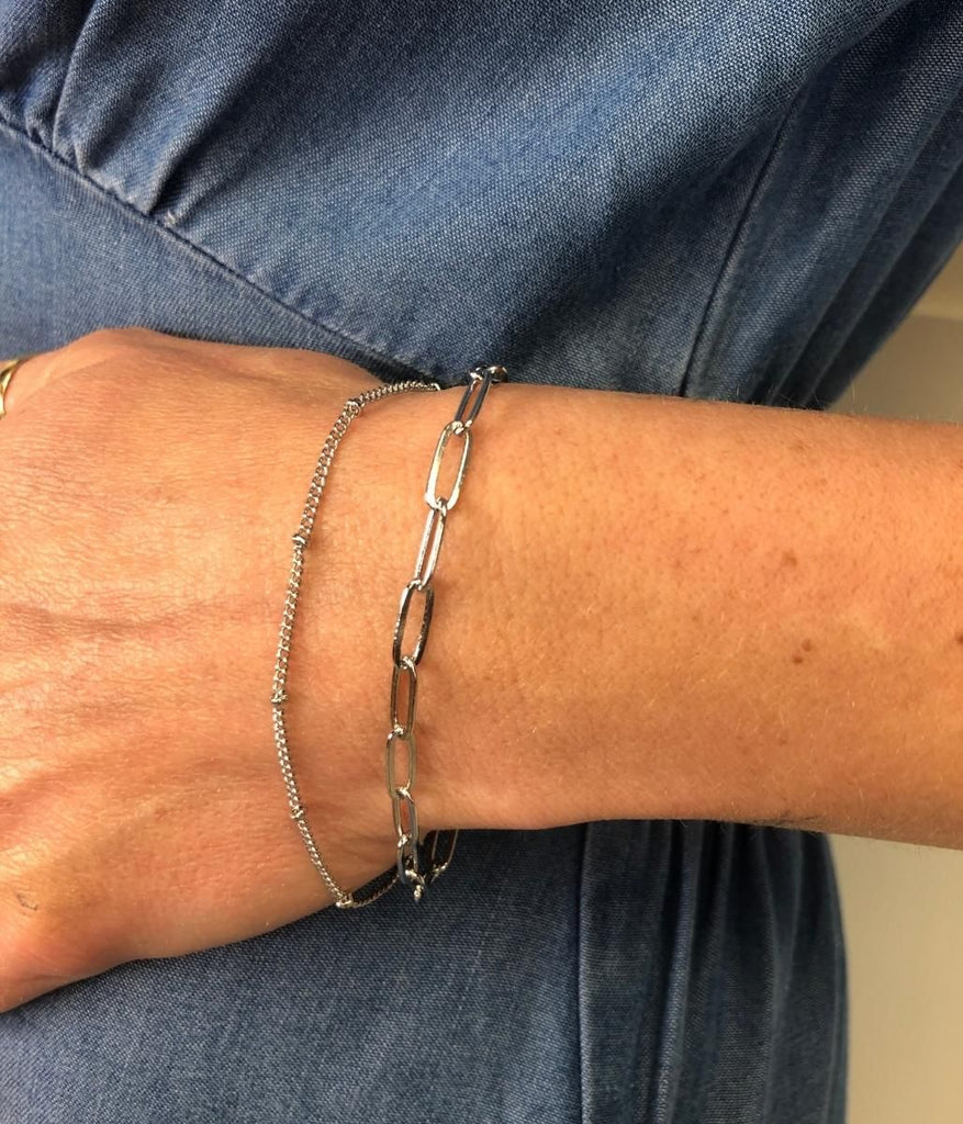 Silver Double Chain Necklace & Bracelet Set Highstreet Outlet UK