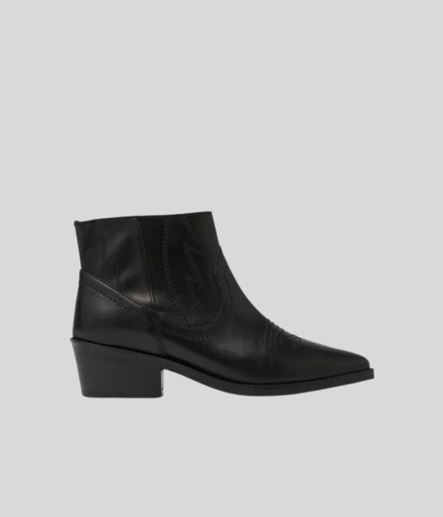 Black leather western ankle orders boots