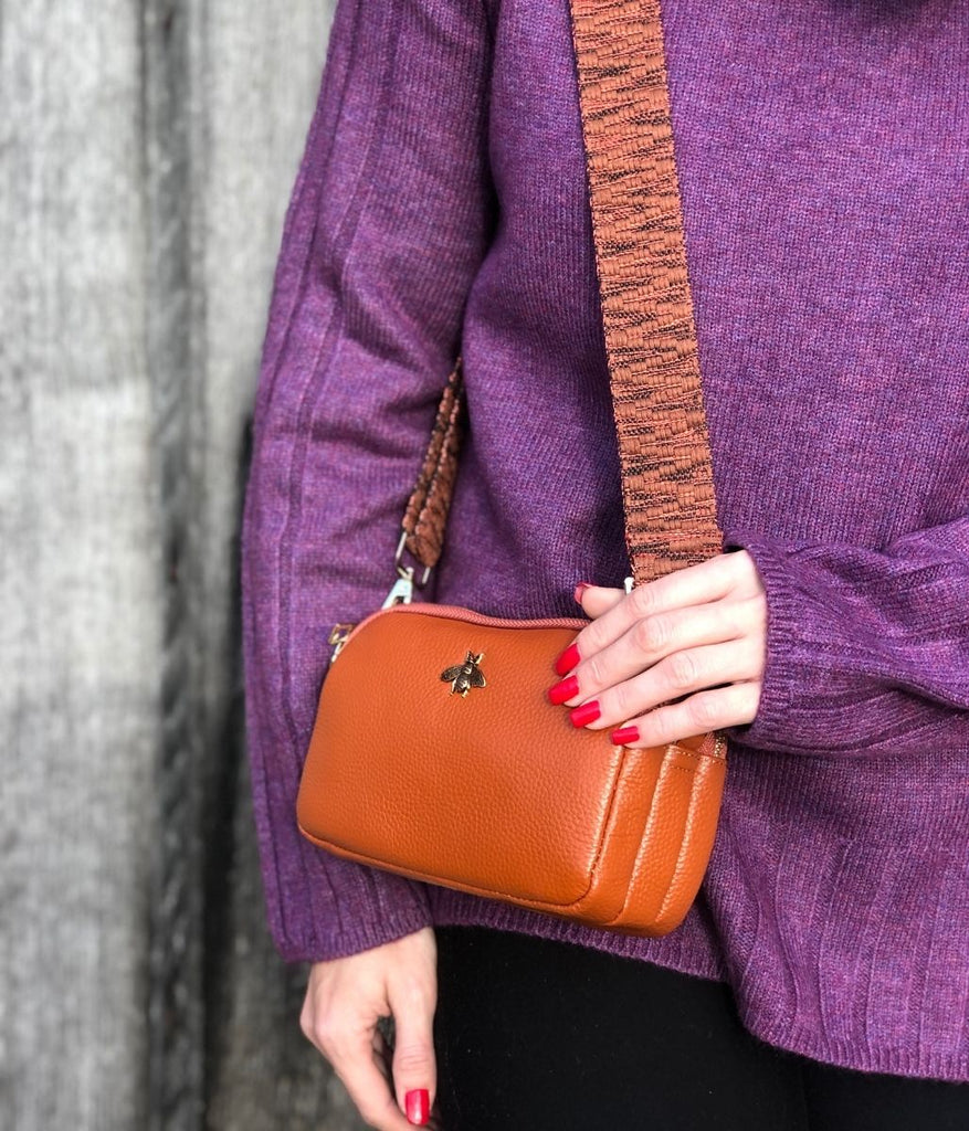 Chestnut Luxury Leather Crossbody Camera Bag Highstreet Outlet UK