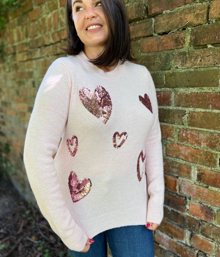 Pink Heart Sequin Jumper Highstreet Outlet UK