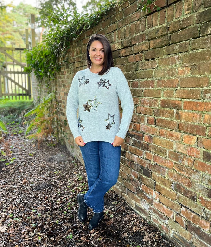 Grey Star Sparkle Sequin Jumper Highstreet Outlet UK