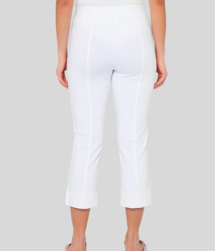 White stretch hot sale crop trousers