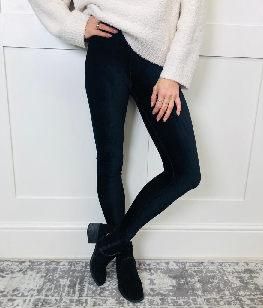 Black Velour High Waisted Leggings – Highstreet Outlet UK