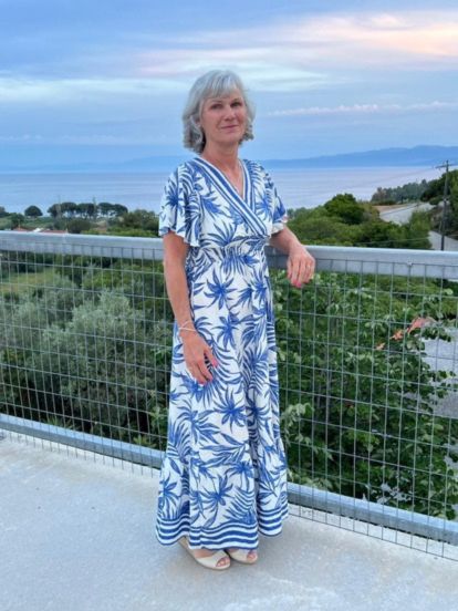 Blue Raya Tropical Print Sundress