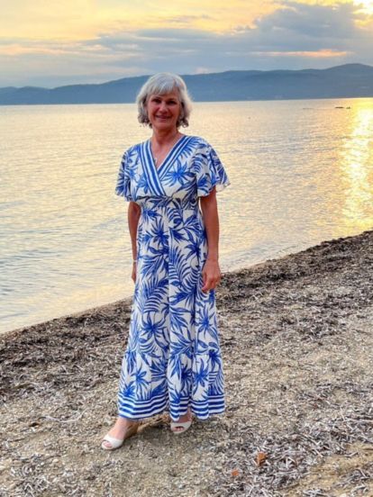 Blue Raya Tropical Print Sundress
