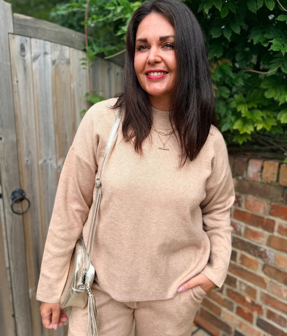 Sand Knitted Jumper Co-Ord