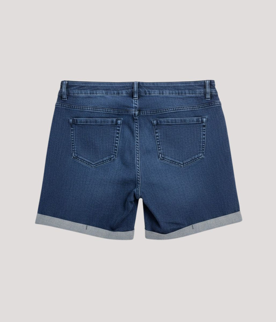Mid Denim Turn Up Shorts