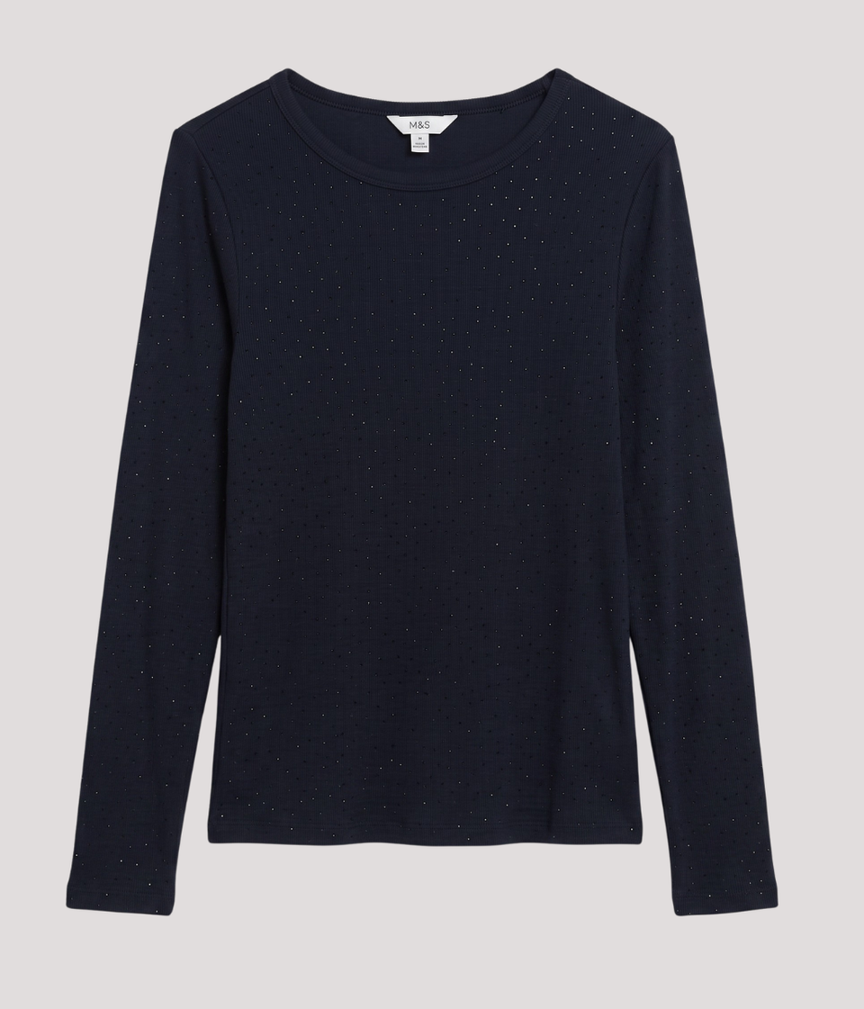 Black Sparkle Jersey Top
