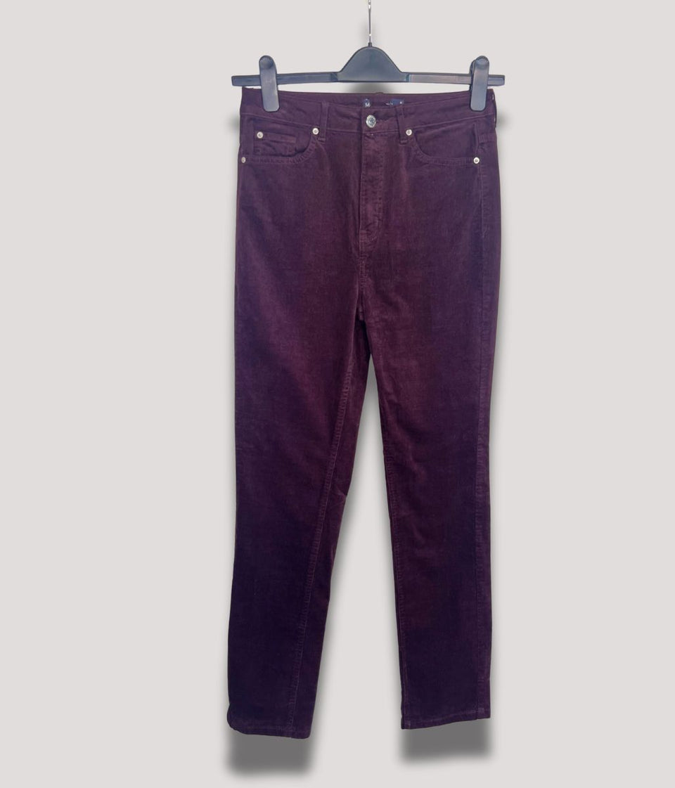 Plum Straight Leg Cord Trousers