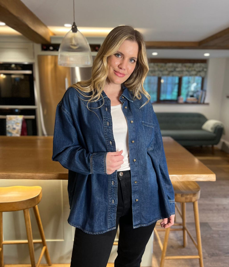 Mid Blue Oversized Denim Shirt