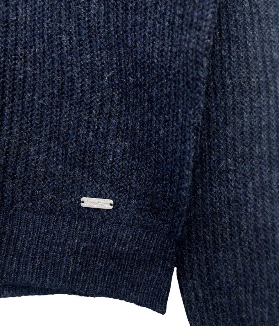 Mens Warm Navy Blue Threadbare Barnhill Knitted Jumper