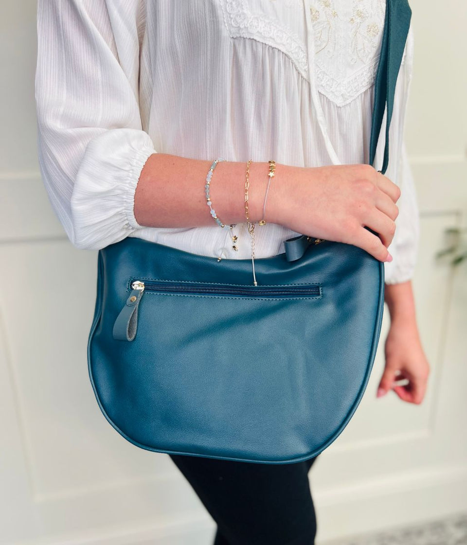 Teal Crescent Sling Bag