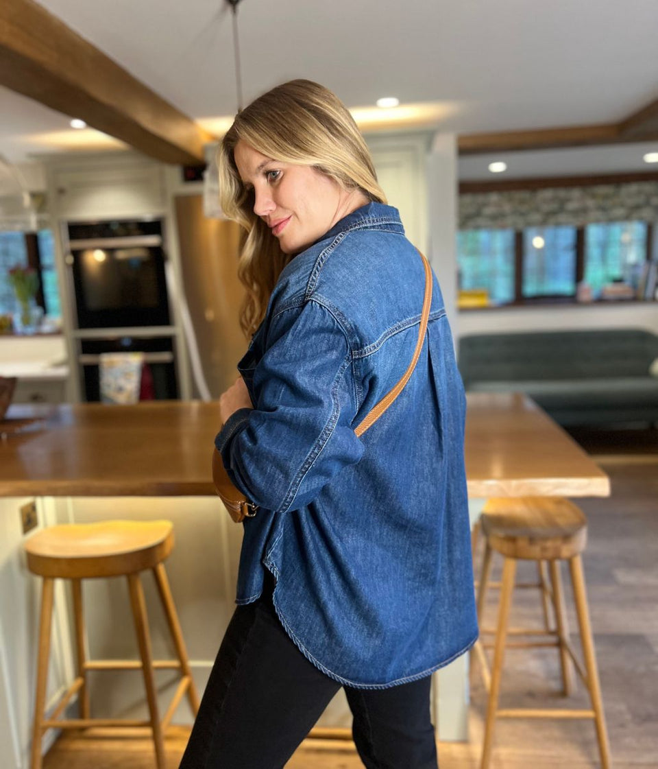 Mid Blue Oversized Denim Shirt