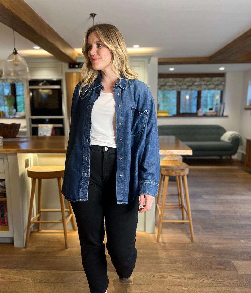 Mid Blue Oversized Denim Shirt