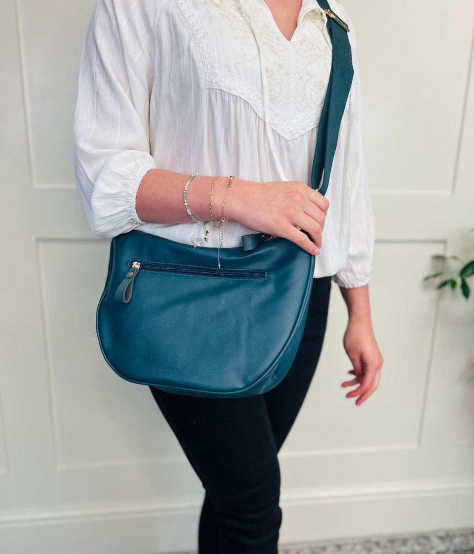 Teal Crescent Sling Bag