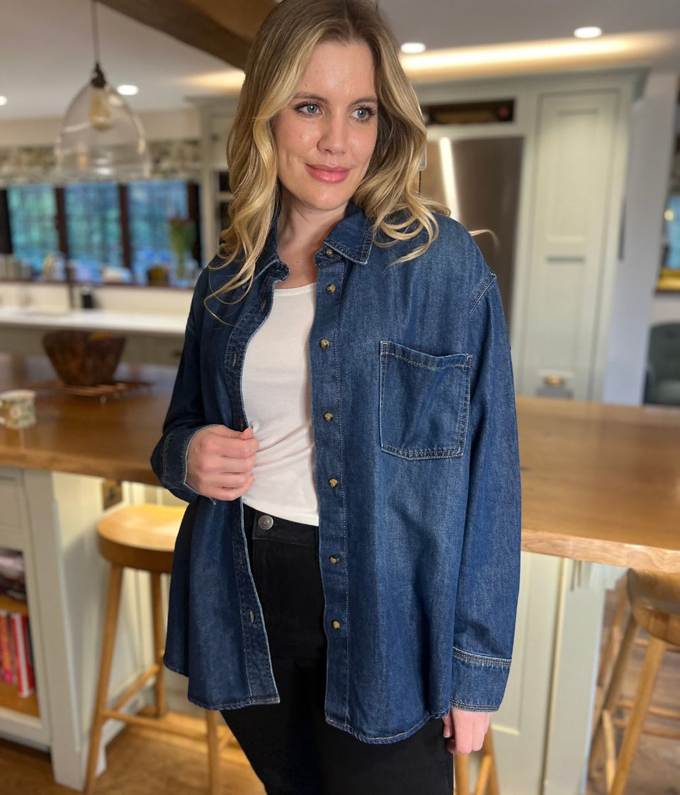 Mid Blue Oversized Denim Shirt