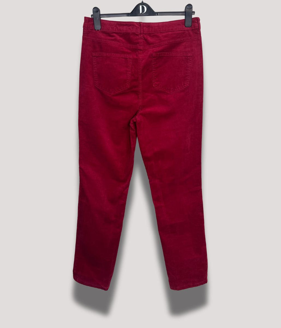 Raspberry Straight Leg Cord Trousers