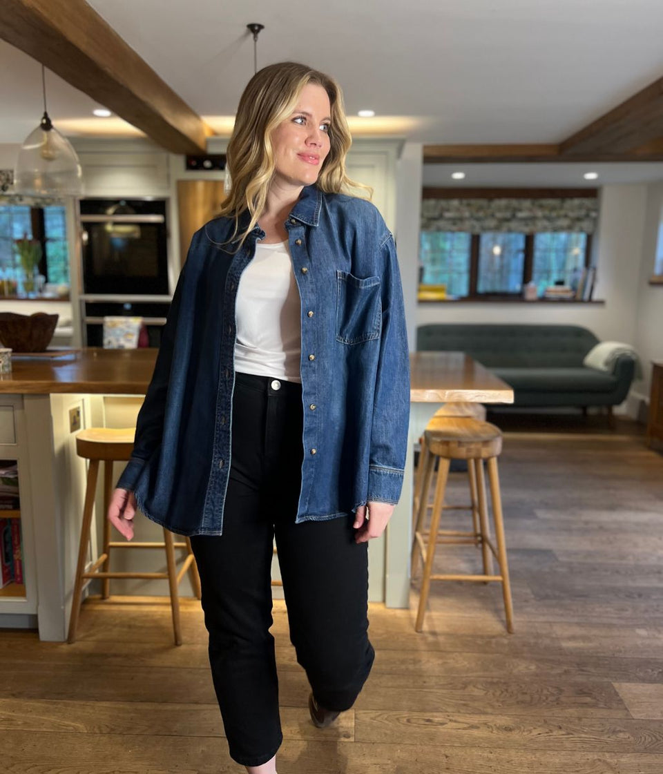 Mid Blue Oversized Denim Shirt