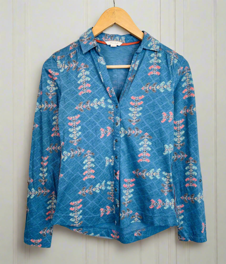 Teal Flower Print Annie Jersey Shirt