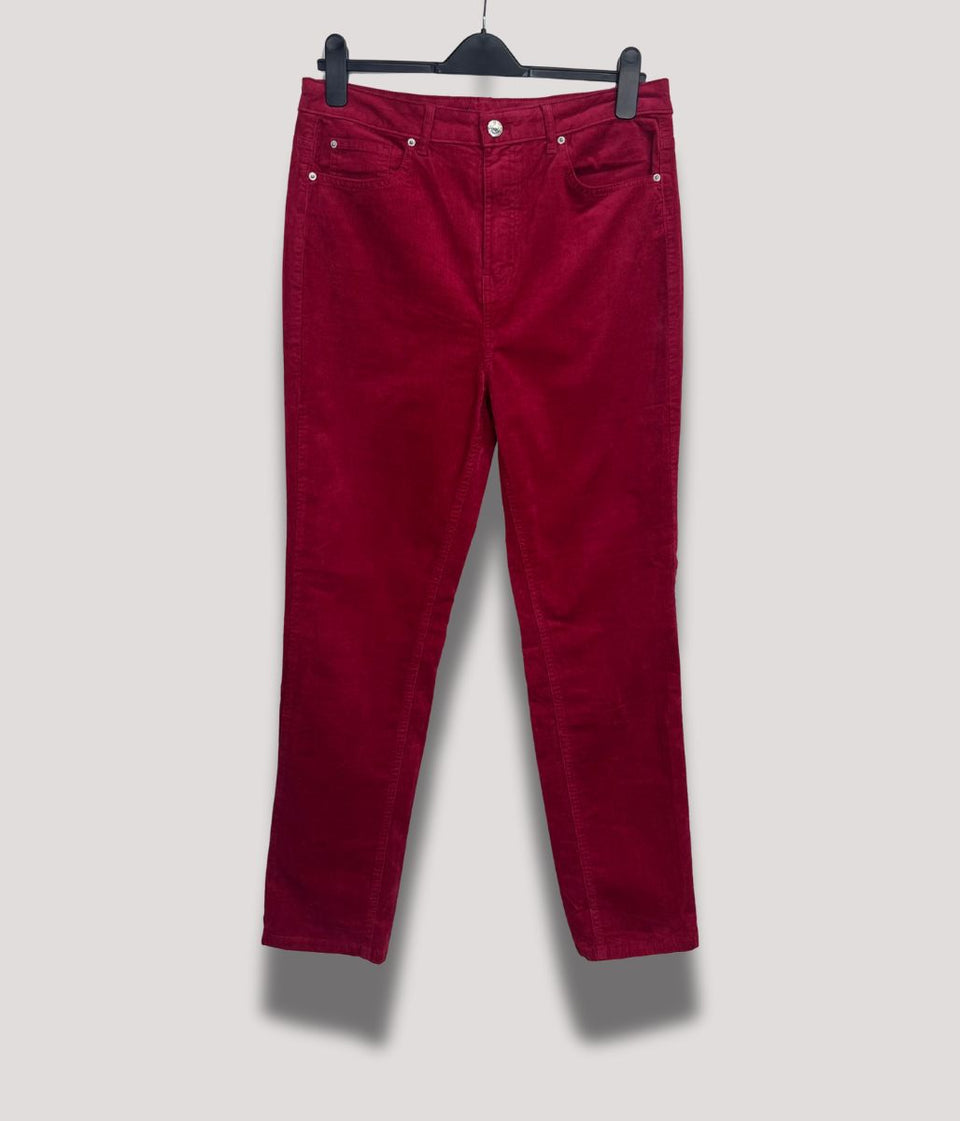 Raspberry Straight Leg Cord Trousers
