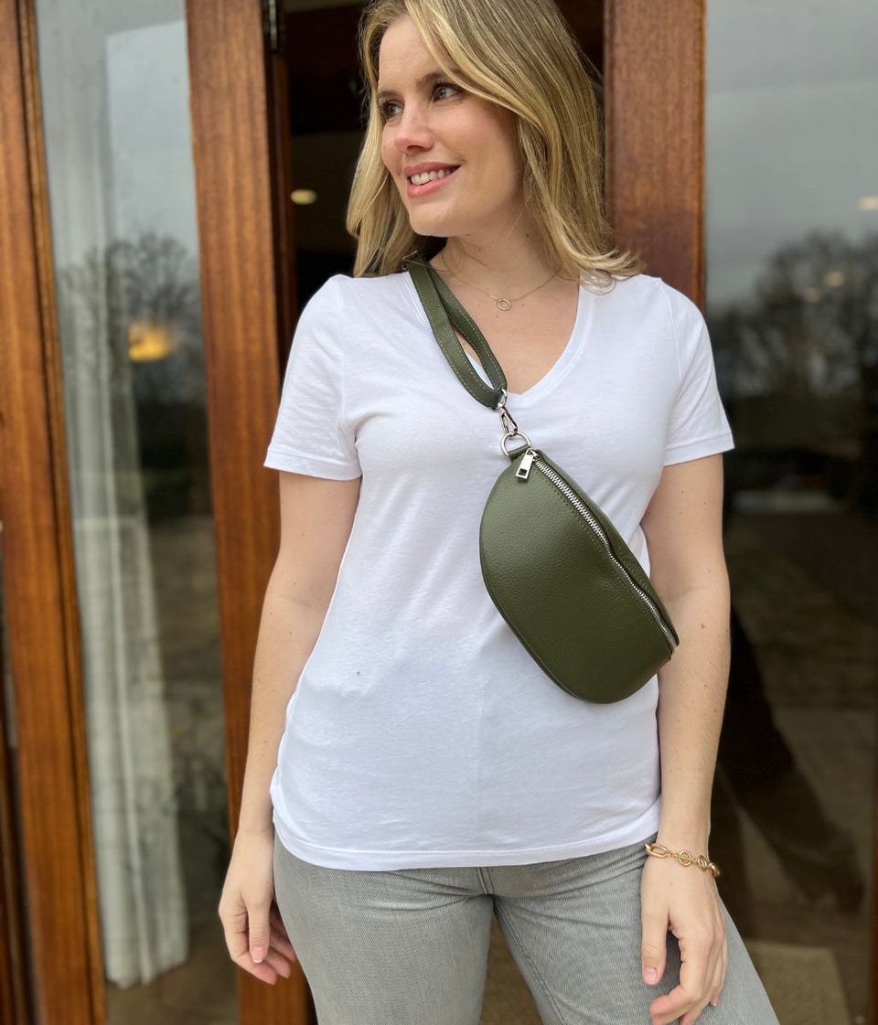 White Pure Cotton V Neck T Shirt