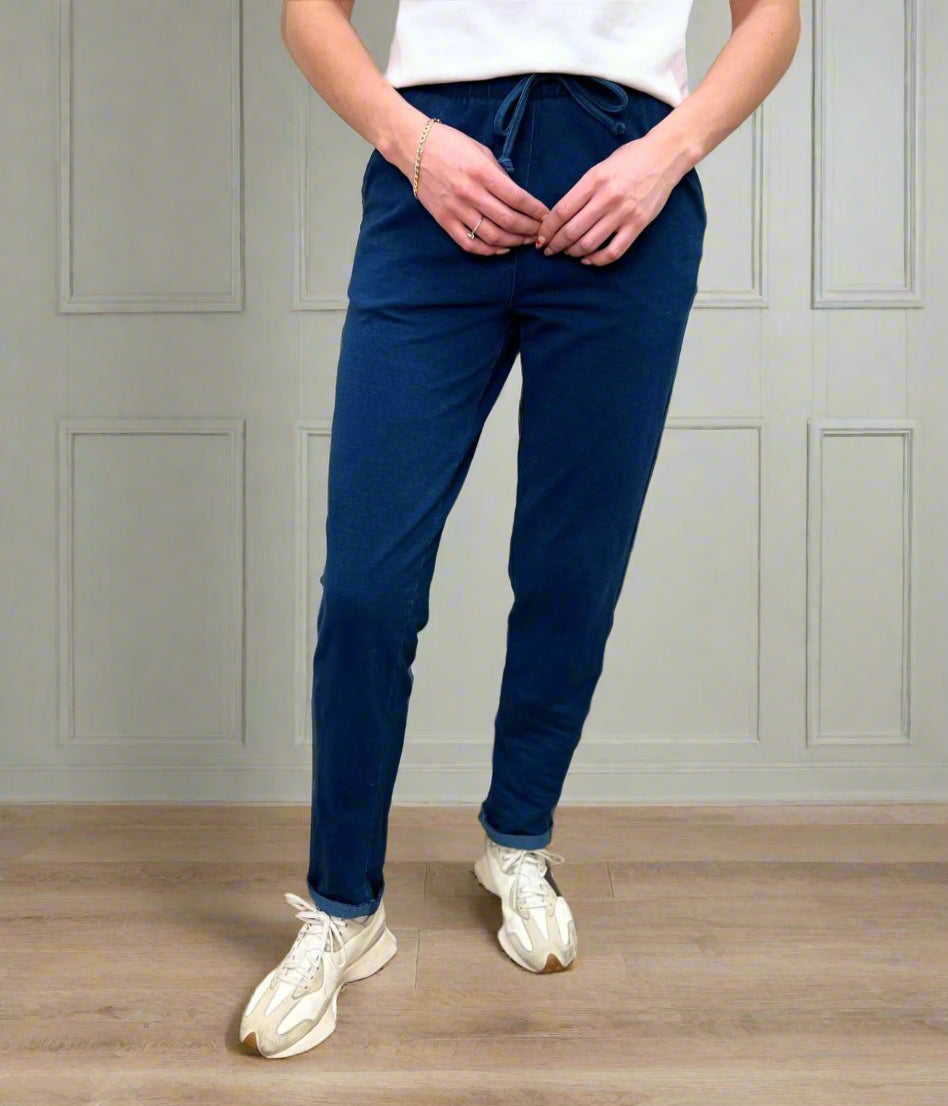 Navy Cotton Rich Tapered Jogger Trousers