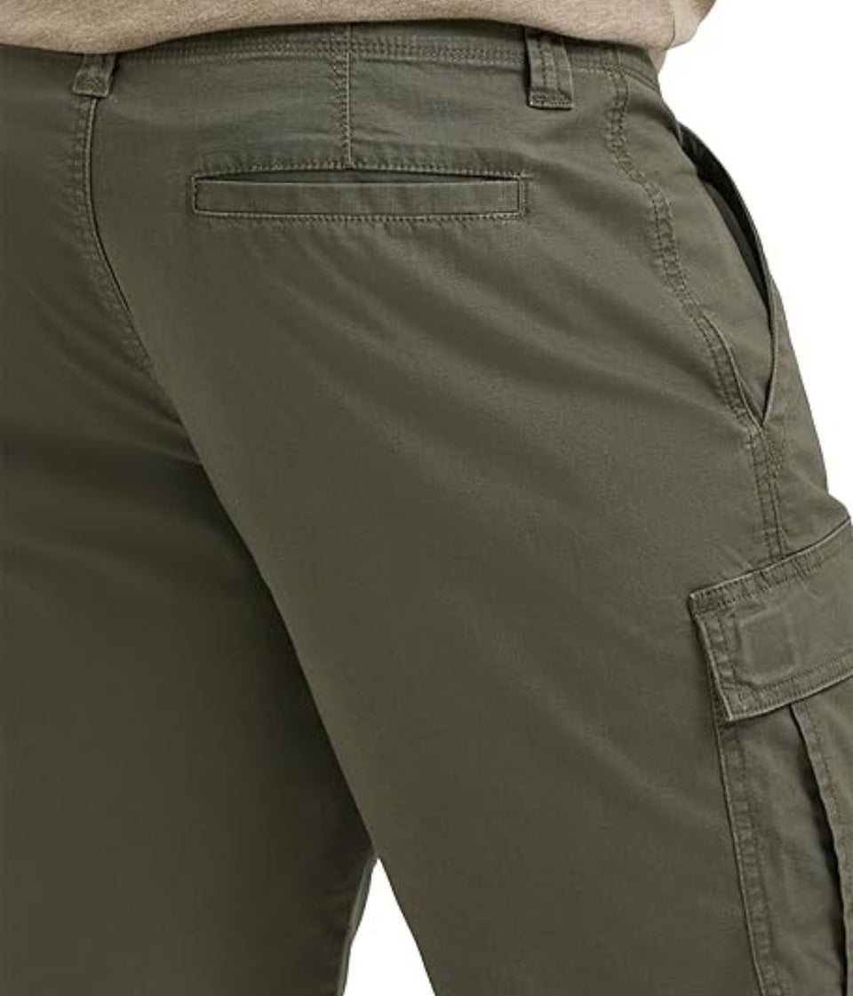 Mens Khaki Relaxed Fit Cargo Shorts