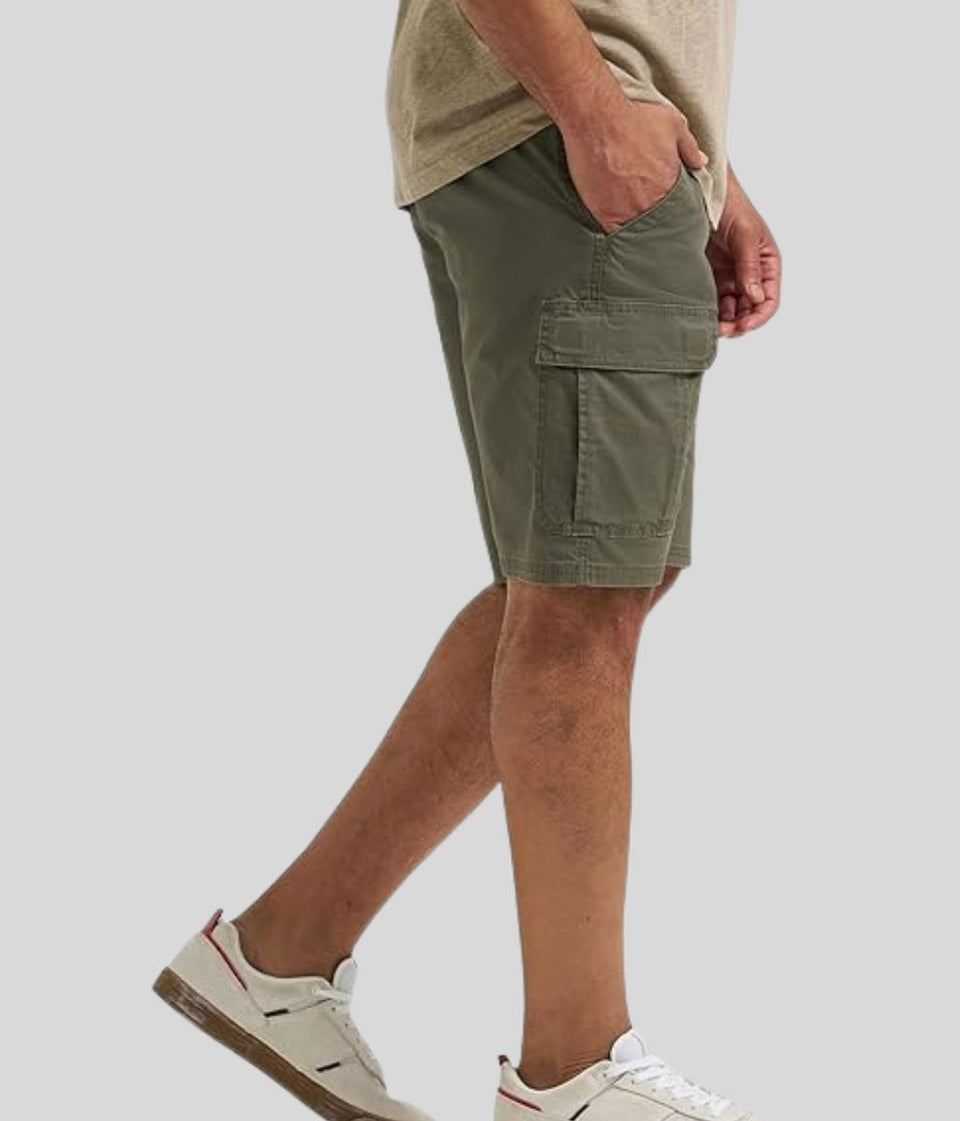 Mens Dark Green Relaxed Fit Cargo Shorts