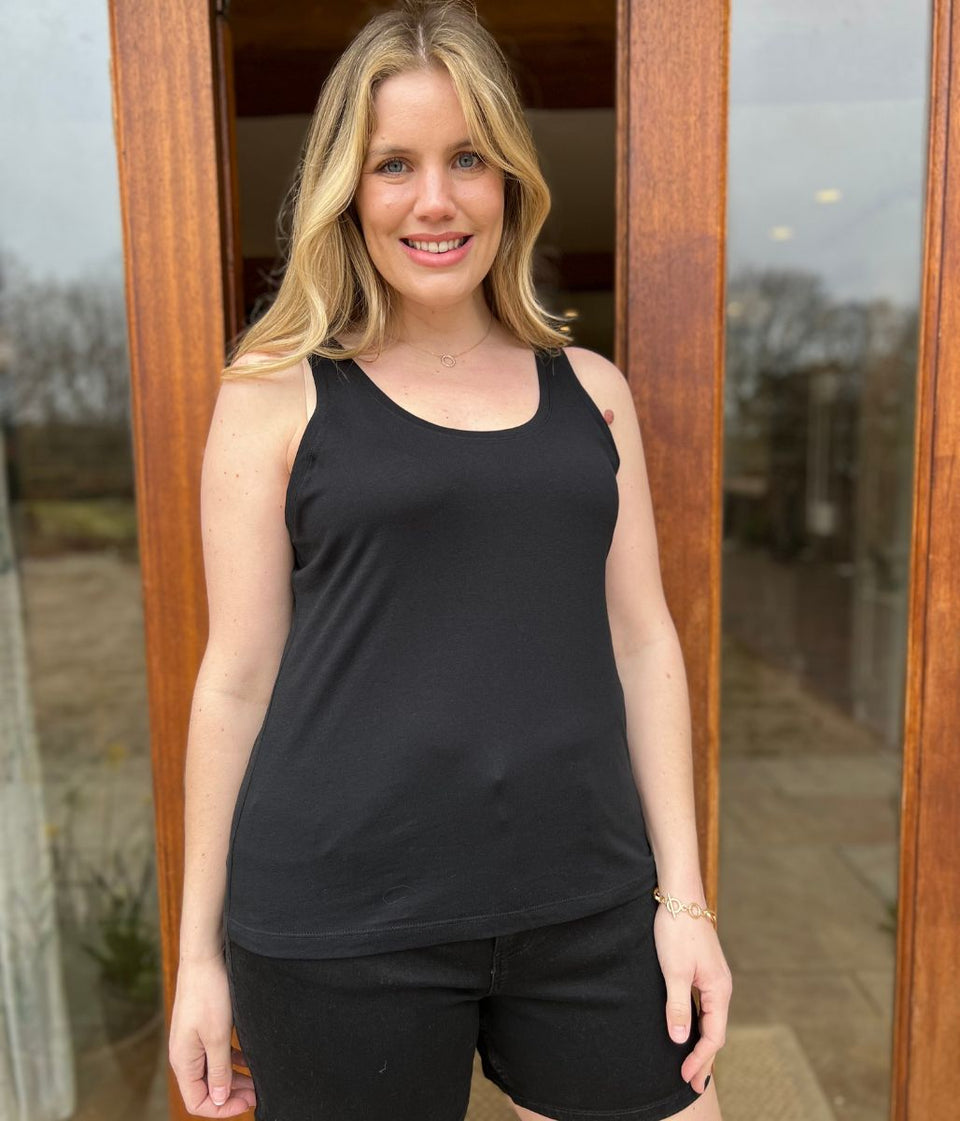 Black Relaxed Vest Top