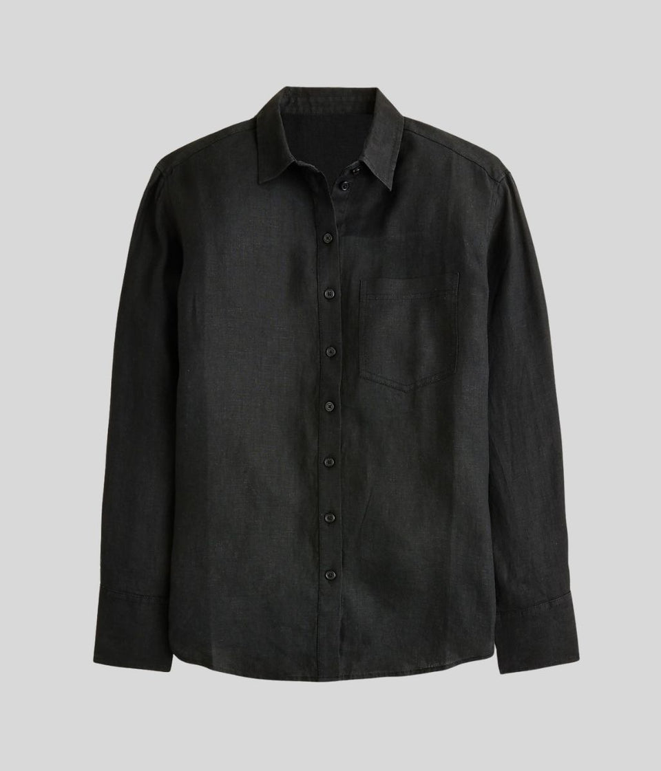 Black Garcon Classic Linen Designer Shirt