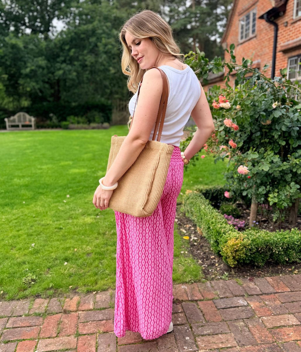 Pink Mandala Wide Leg Palazzo Trousers