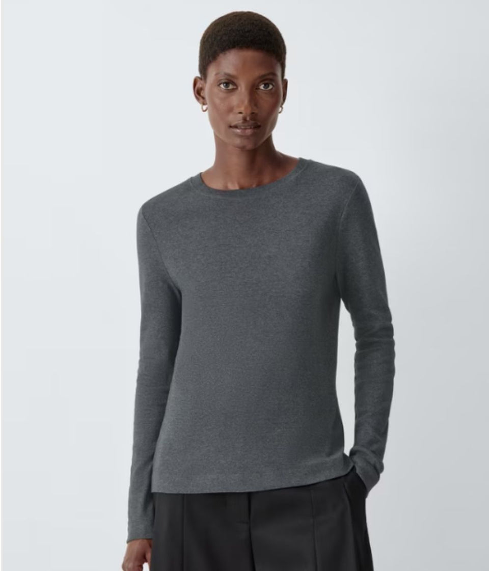 Grey Organic Cotton Long Sleeve T Shirt