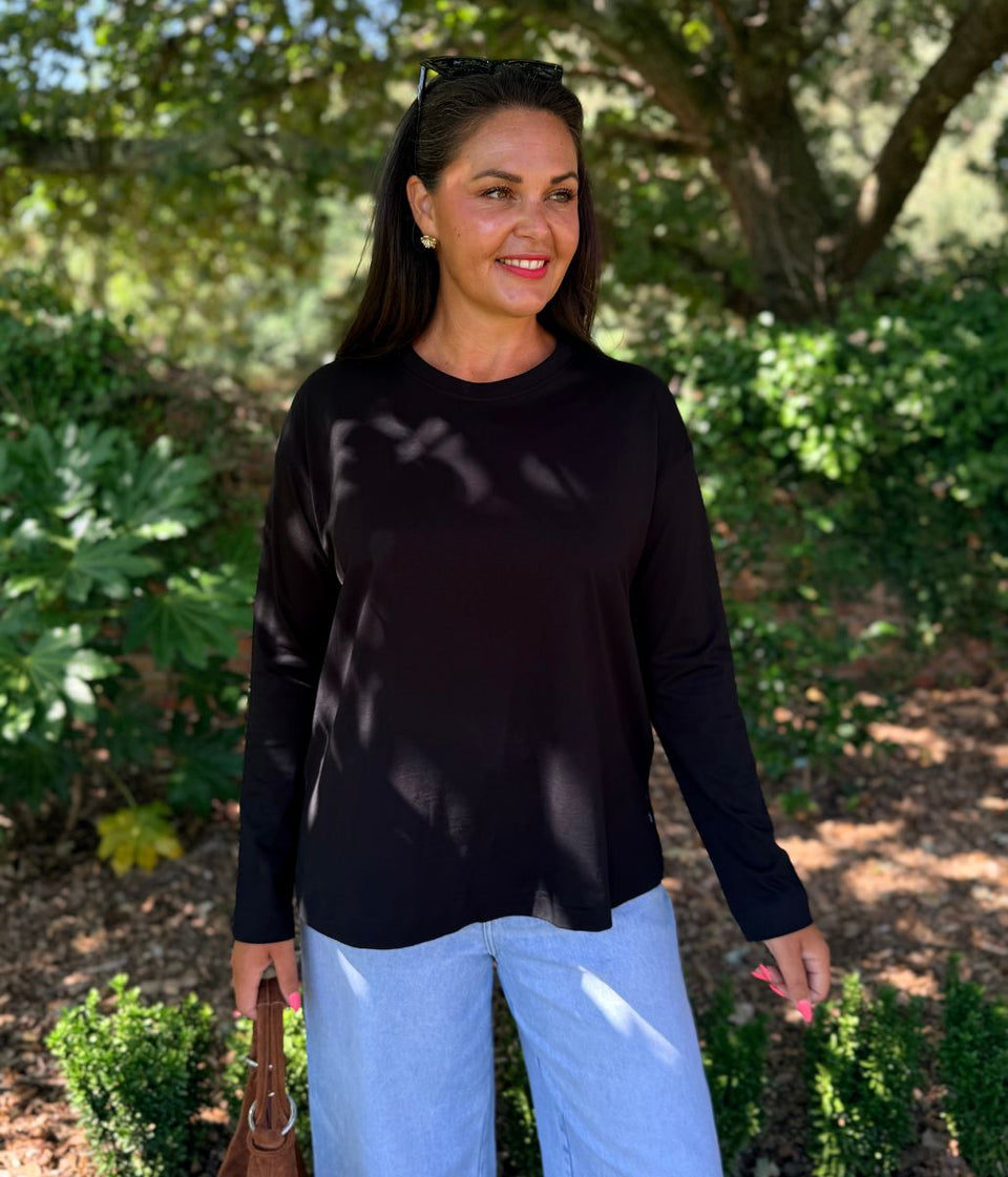 Black Relaxed Organic Cotton Tunic Top