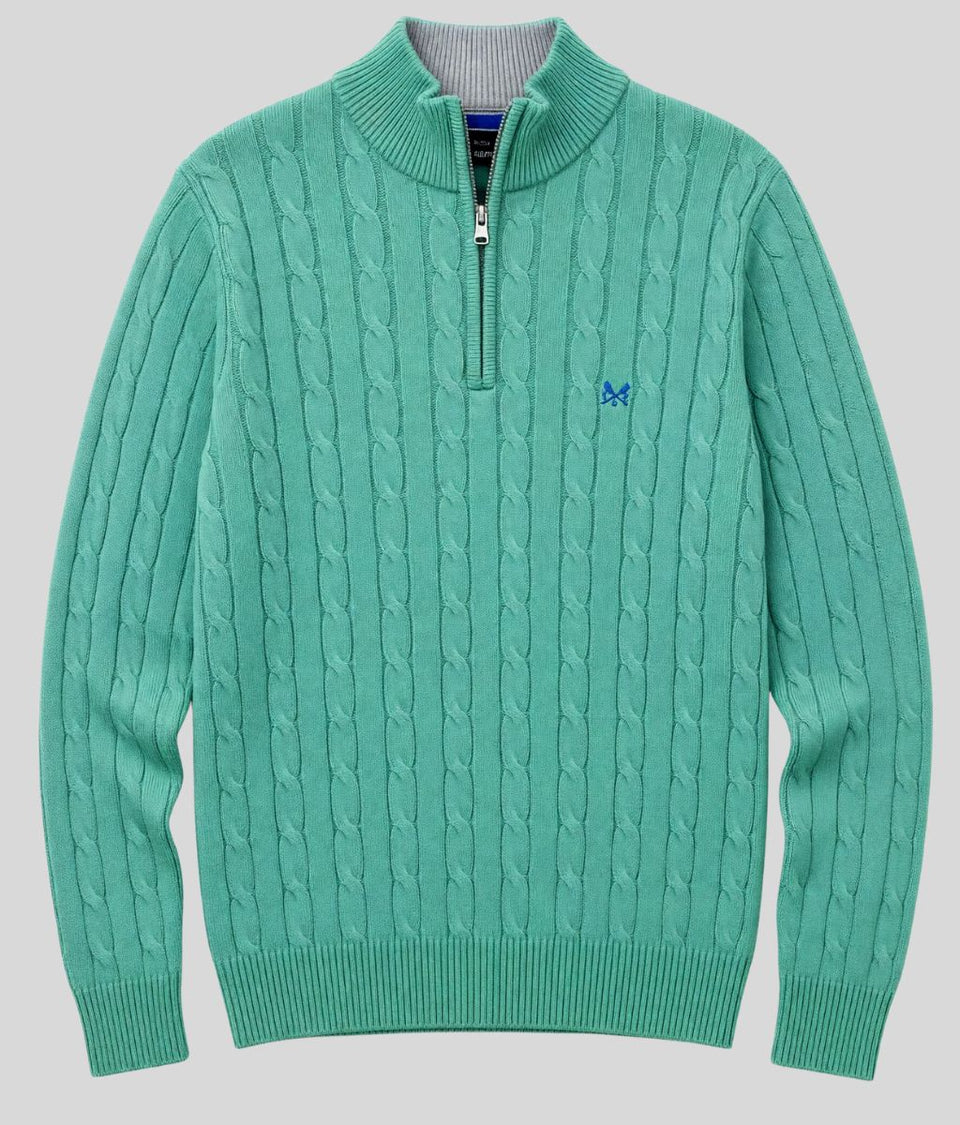 Green Mens Oarsman Cotton Half Zip Jumper