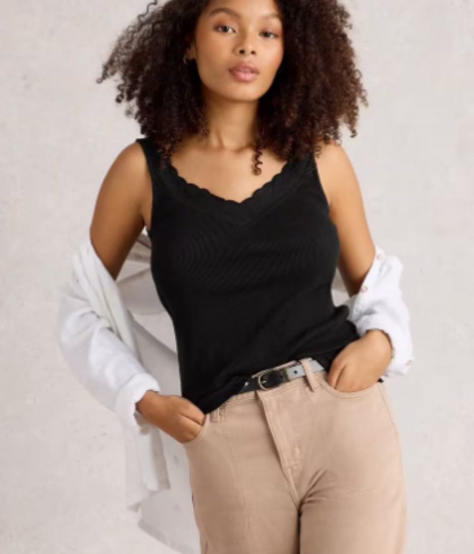 Black Sea Breeze Lace Trim Vest Top