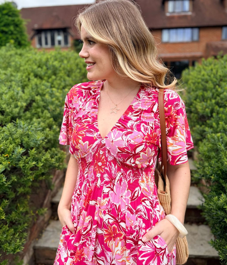 Pink Menorca Midi Dress