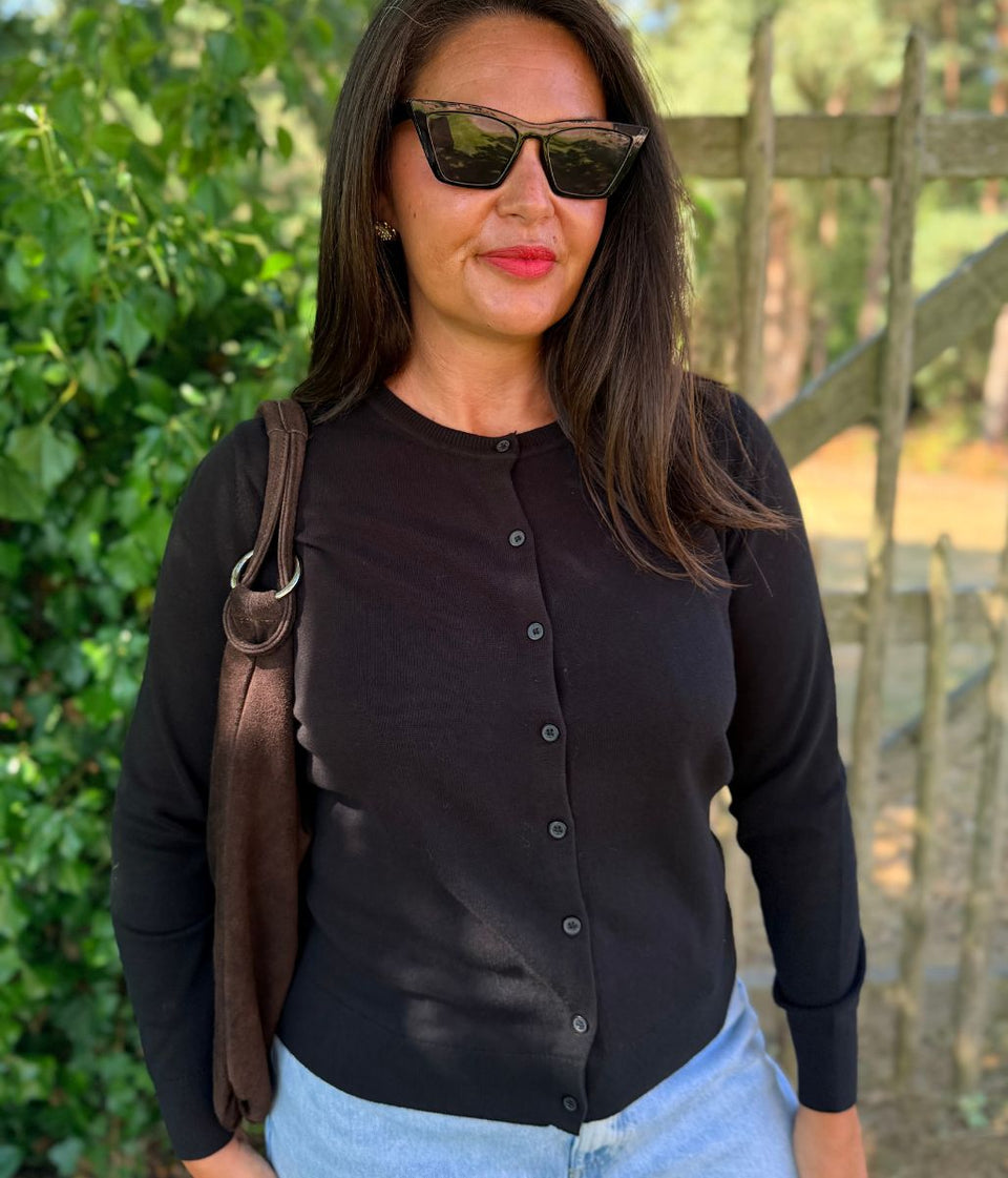 Black Cotton Cardigan