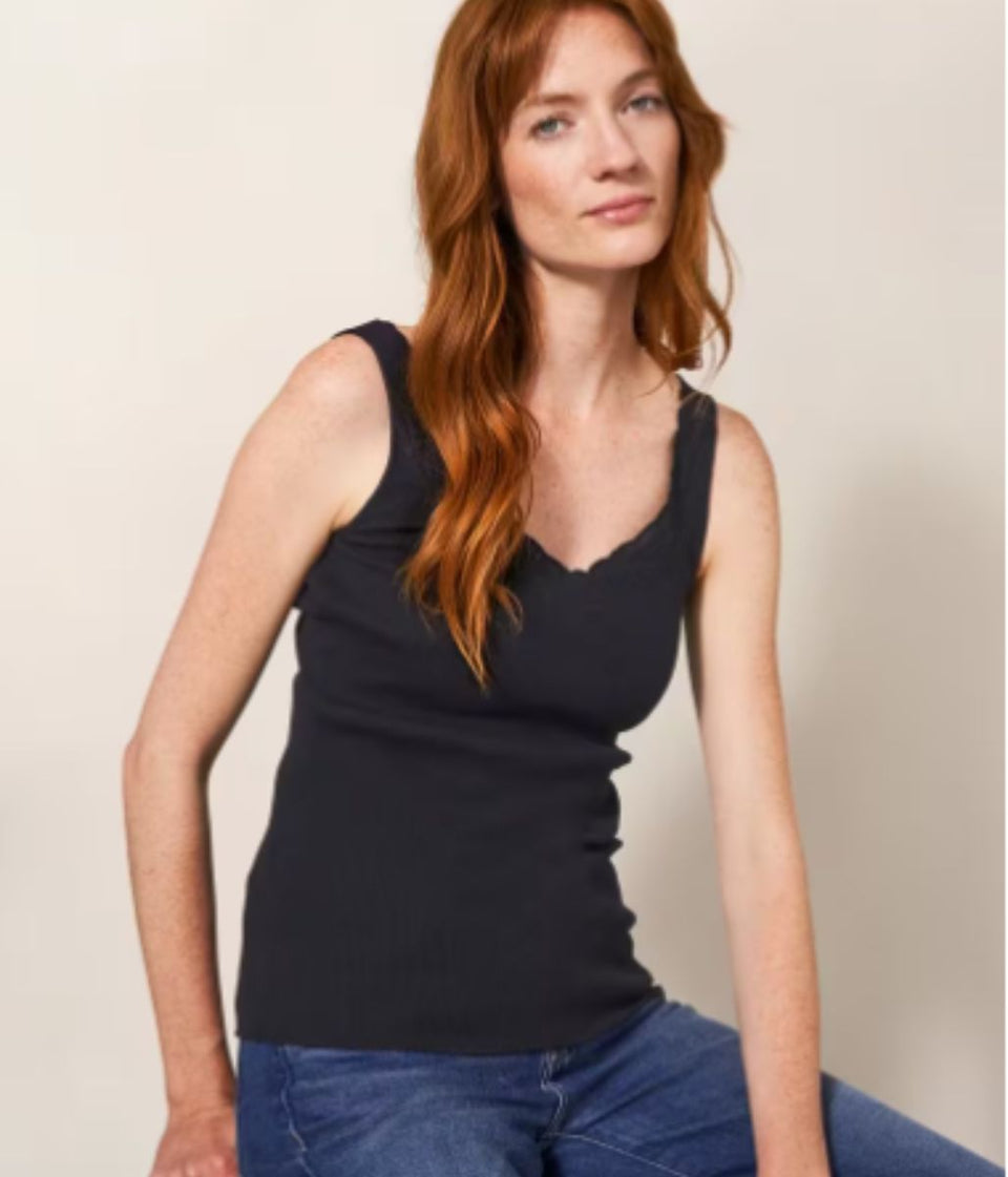 Charcoal Sea Breeze Lace Trim Vest Top