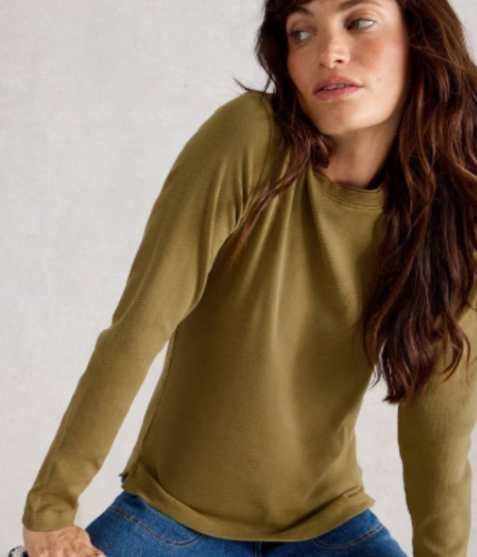Olive Long Sleeved Sadie Ribbed Top