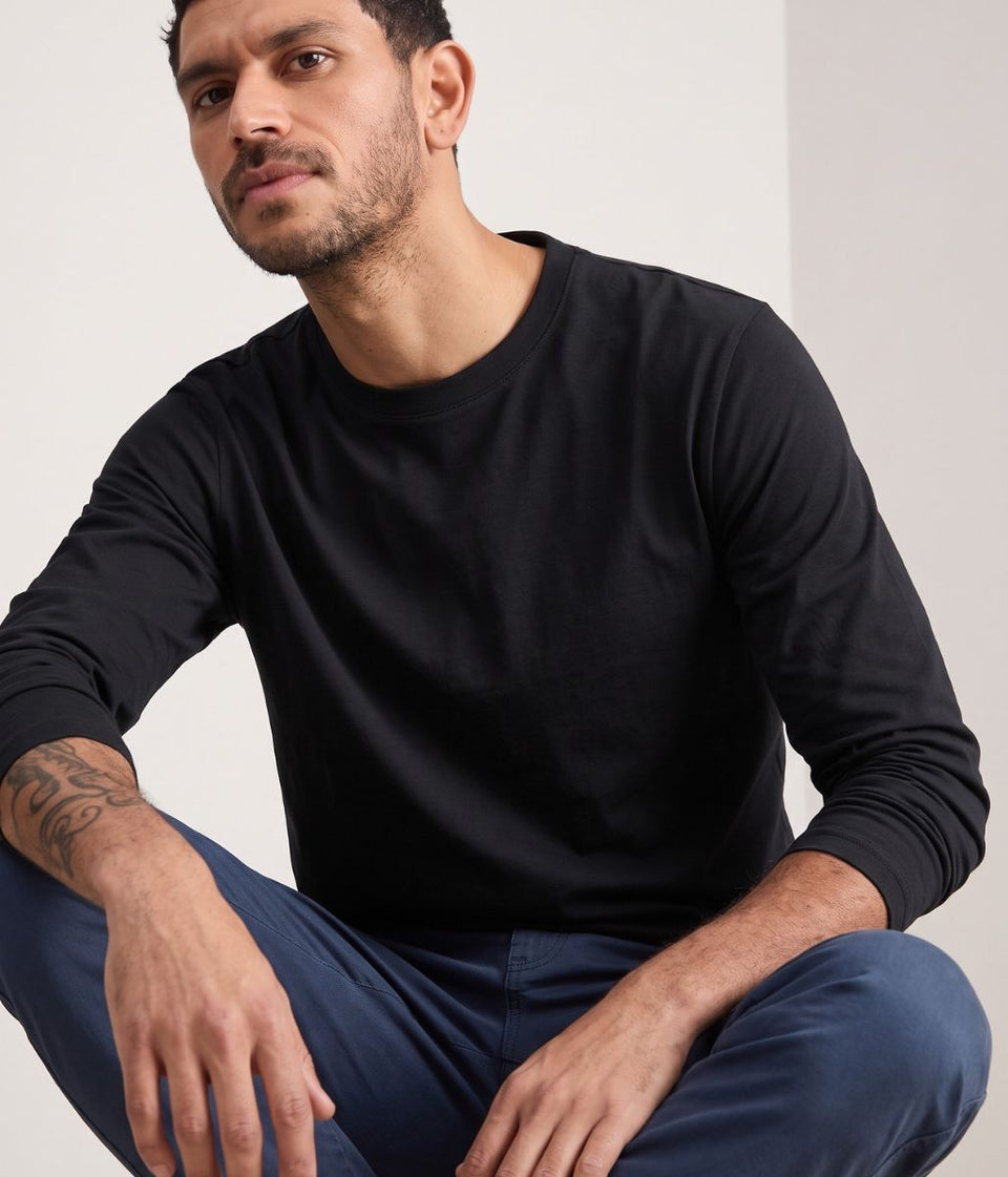 Mens Black Relaxed Fit Ultimate Long Sleeve T Shirt