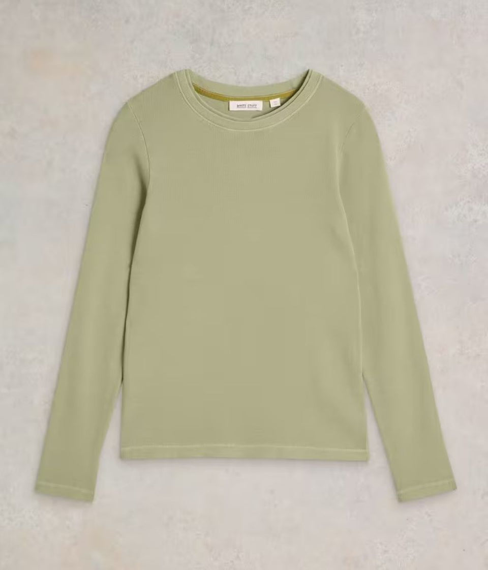Pale Green Long Sleeved Sadie Ribbed Top