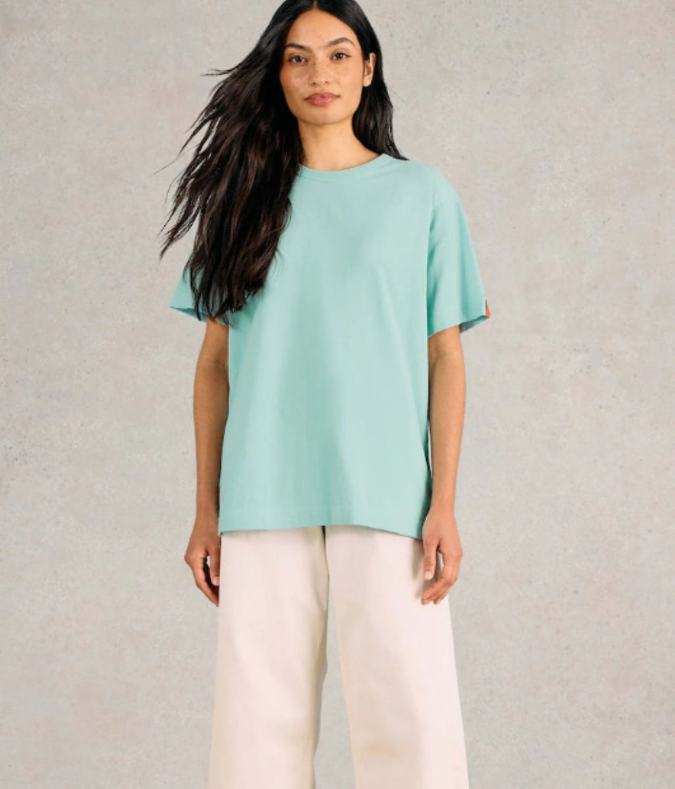 Aqua Cotton Relaxed Graphic T Shirt