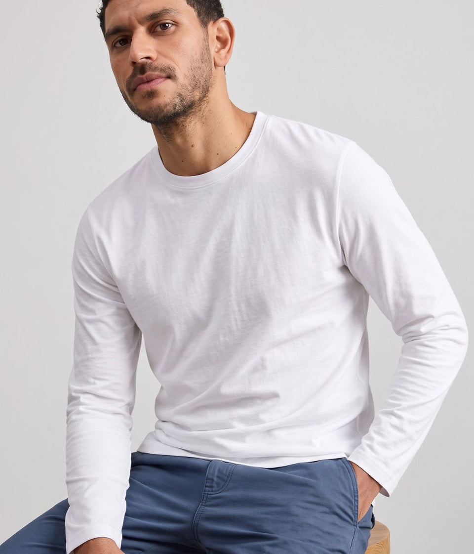 Mens White Relaxed Fit Ultimate Long Sleeve T Shirt