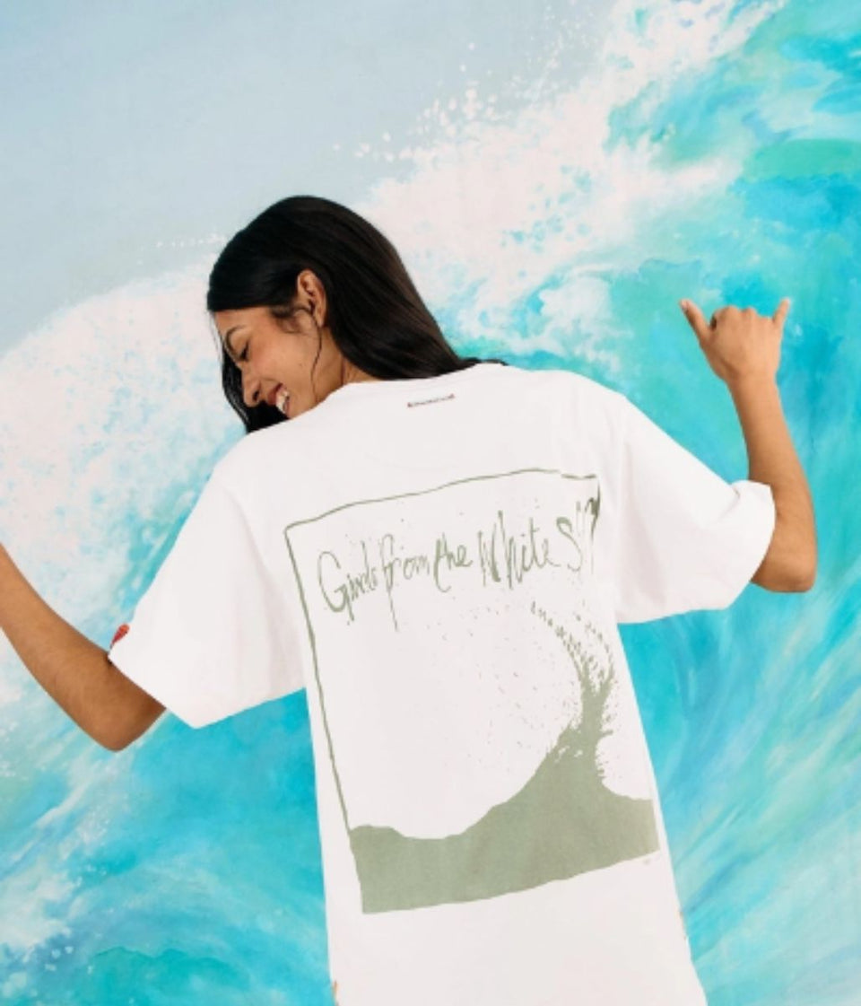 White Cotton Relaxed Graphic T Shirt