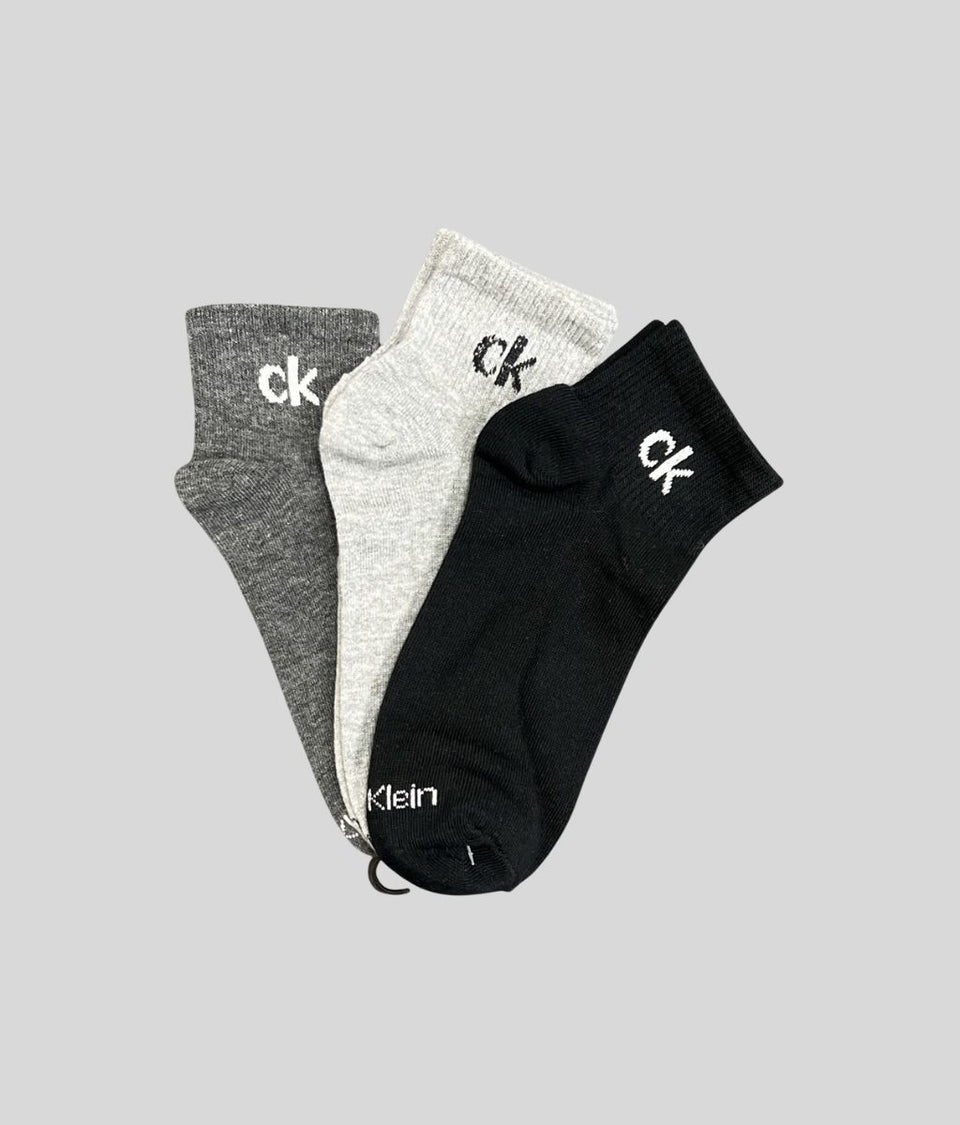 Calvin Klein Grey/Black 3 Pack Ankle Socks