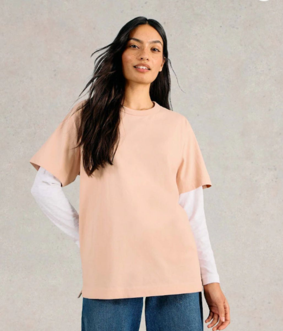 Pink Cotton Relaxed Graphic T Shirt