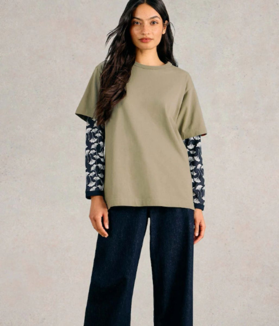 Green Cotton Relaxed Graphic T Shirt