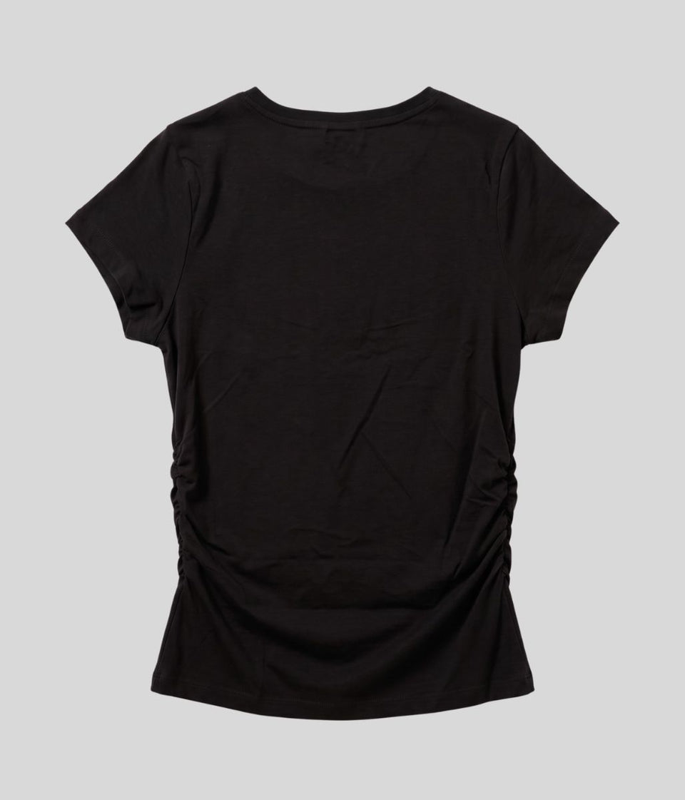 Black Ruched Short Sleeve Top