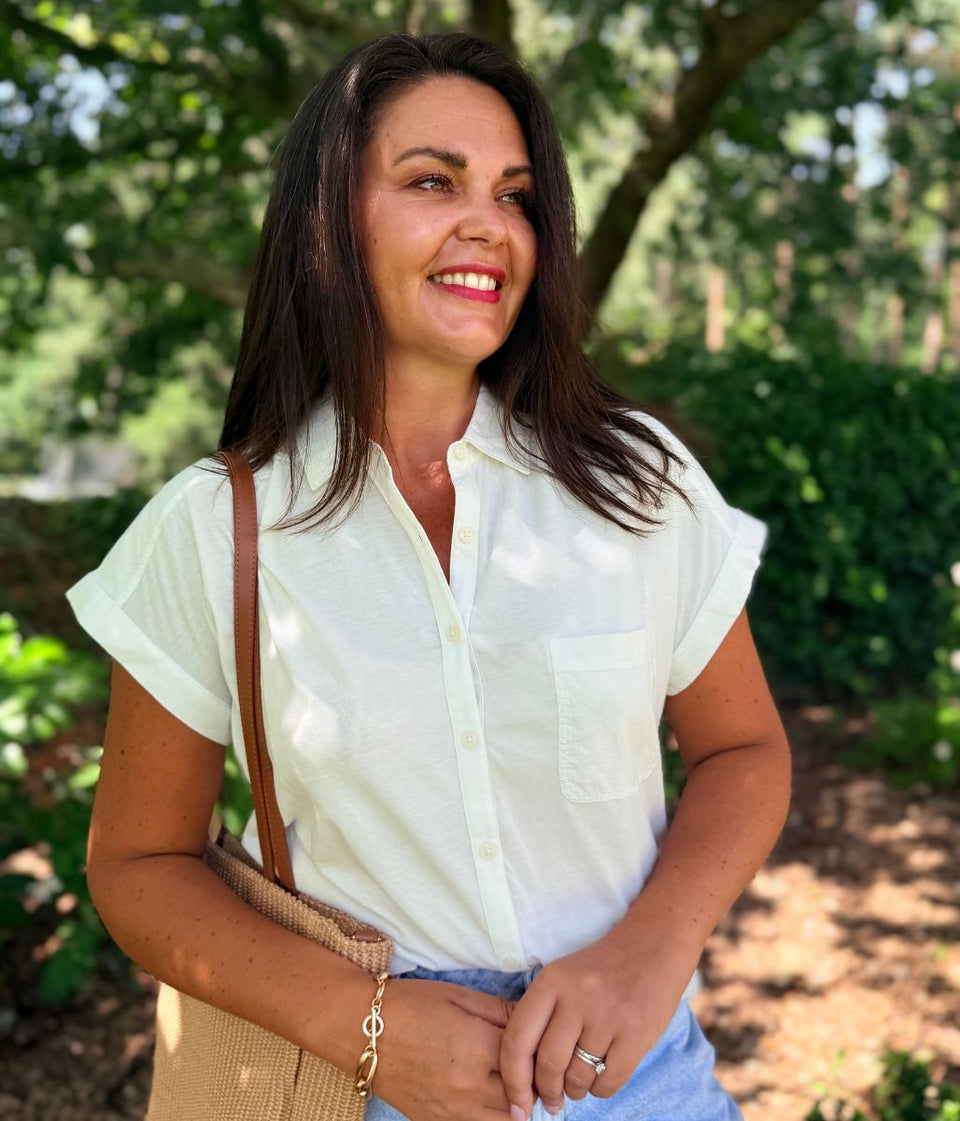 White Cap Sleeve Shirt
