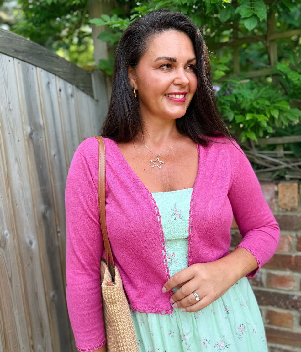 Hibiscus Linen Bolero Cardigan